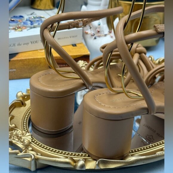 🆕 LOEFFLER RANDALL 🧿 NWOB Mikel Leather Bow Heel Sandal, Dune Leather - Sz 7 - Picture 10 of 16